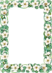 Watercolor hand drawn round eucalyptus wreath