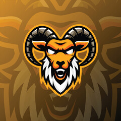 a goat is angry and gold background
