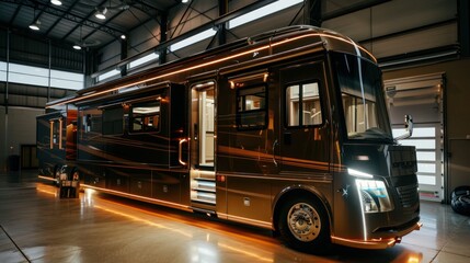 A luxury campervan that offers the ultimate mobile living experience. With a modern, luxurious exterior design, the rooftop swimming pool adds to the luxury and relaxation.