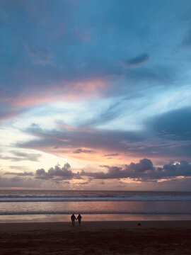 beach view Blue cloudy sky over the  sea in evening time in bali indonesia
