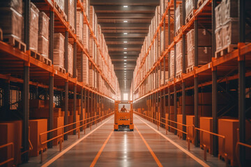 Fototapeta premium Working in a huge warehouse