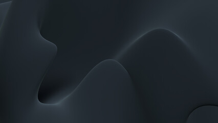 3d black background monocrome banner abstract fluid silk fabric