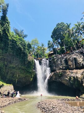 A natural waterfall in the great land of Bali indonesia