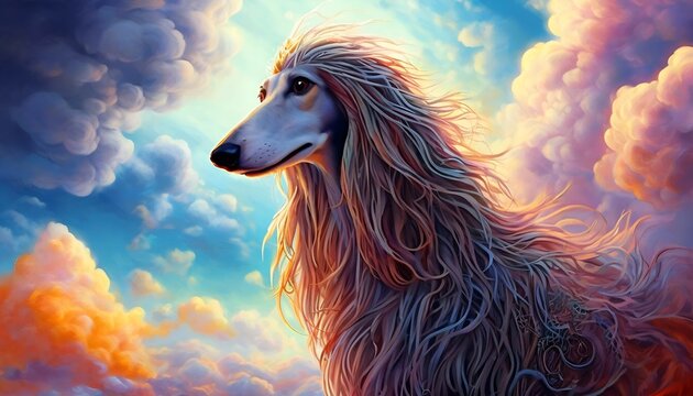 Abstraktion Hund afghanischer Windhund. Hintergrund f&uuml;r das Design 1.