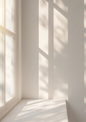 Fototapeta premium empty room interior with closeup of window and sunlight