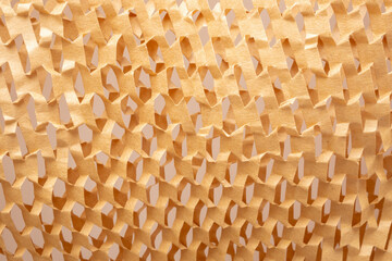 Eco friendly brown paper honeycomb texture wrap background for product packaging parcel carton box