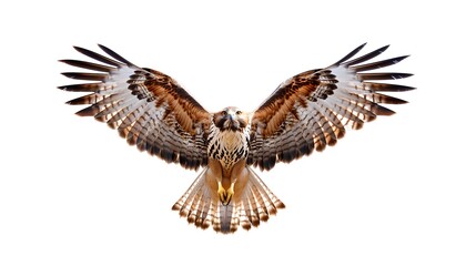 Majestic Hawk with Spread Wings Captured Mid-Flight