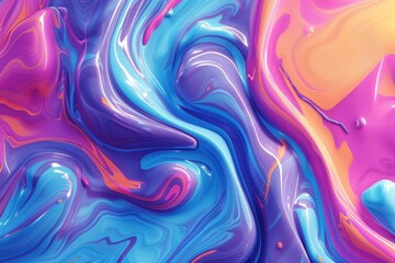 Fototapeta premium The image is a colorful abstract painting with a blue and orange swirl