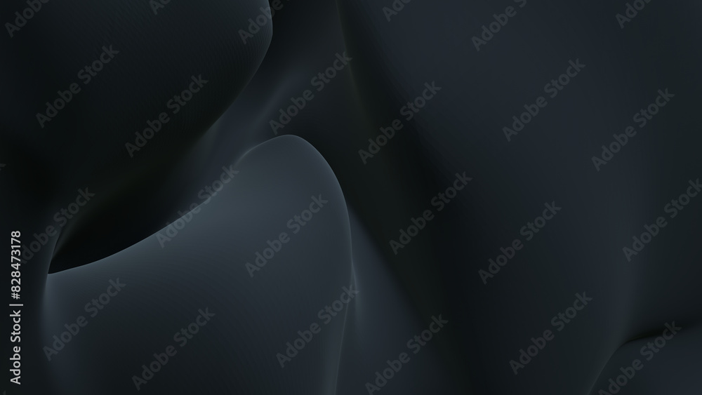 Poster 3d black background monocrome banner abstract fluid silk fabric