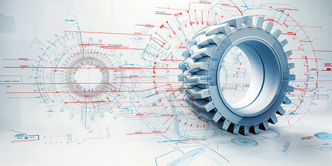Obraz premium Blueprint of a tractor or buldoser or heavy duty car wheel