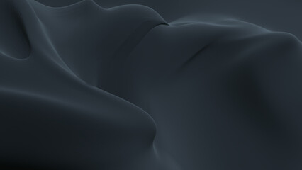 3d black background monocrome banner abstract fluid silk fabric