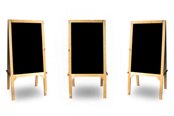 Three Stand blackboard background and wooden frame, Or used for attaching pictures in an...