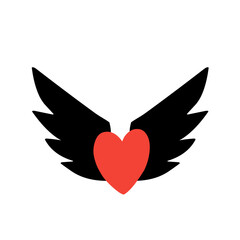 vector icon of heart with wings