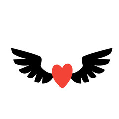 vector icon of heart with wings