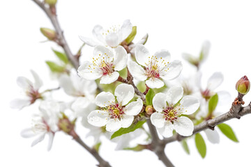 Closeup of delicate white blossom on a tree branch