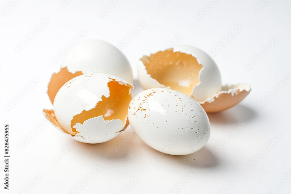 Canvas Prints Cracked Eggs On White Background