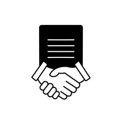 Contract line icon. Business handshake teamwork linear concept. Agreement signing symbol. Vector isolated on white.