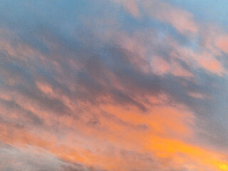 Orange blue wide sky during sunset.