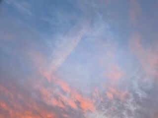 Orange blue wide sky during sunset.