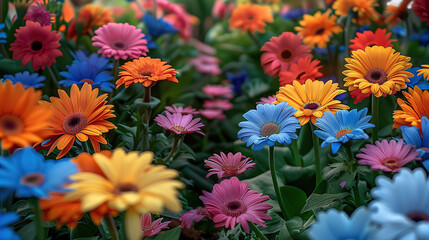 A vibrant garden full of colorful flowers