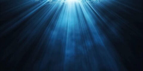 Fototapeta premium blue and white glowing rays aura in dark background
