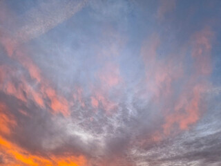 Orange blue wide sky during sunset.