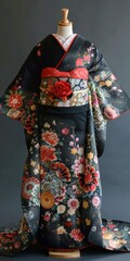 Naklejka premium A kimono with a floral pattern