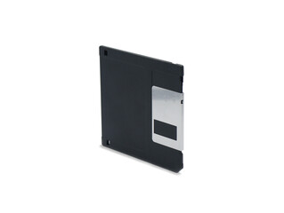 Black floppy disk old technology for copy data on white background with clippingpath