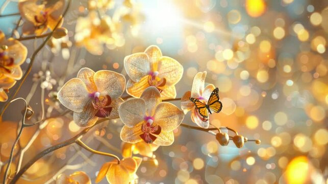Orchid flowers are very beautiful and fresh in the morning. seamless looping time-lapse virtual 4k video Animation Background.