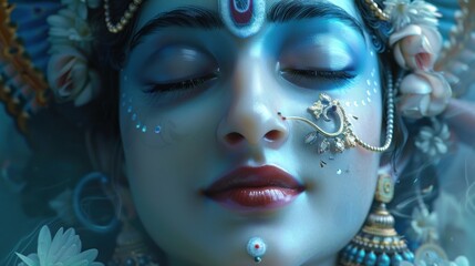 peaceful face of lord krishna