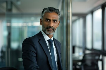 Fototapeta premium mature indian businessman standing at office