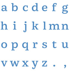 青い劣化した小文字のアルファベット