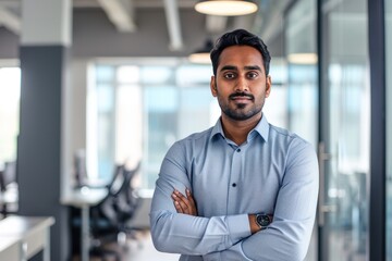Fototapeta premium young businessman standing confidently at office