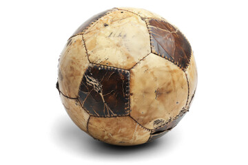 Vintage Leather Soccer Ball on Transparent Background