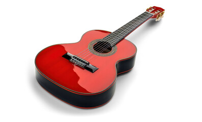 Fototapeta premium Red Classical Acoustic Guitar on Transparent Background