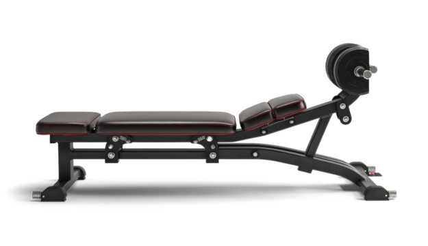 Adjustable Weight Bench with Barbell on Transparent Background