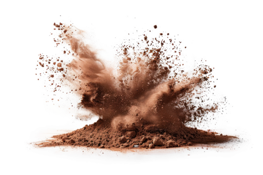 Exploding Cocoa Powder on Transparent Background