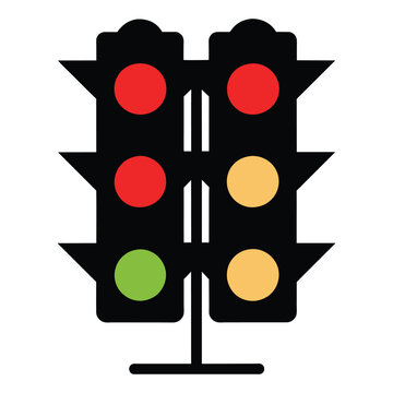 recommend clip art: Set of traffic light icon black vector on white background