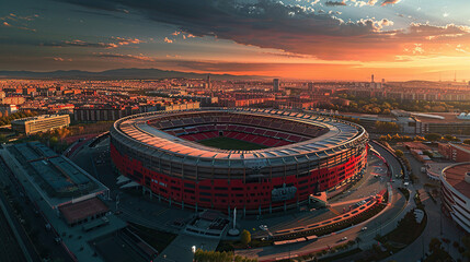 A general view of a large stadium from an aerial view