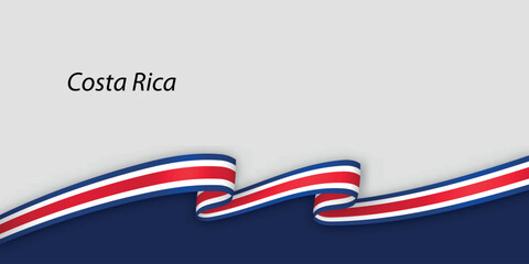 3d ribbon with national flag Costa Rica isolated on white background
