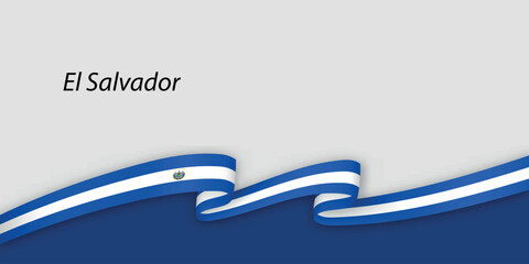 3d ribbon with national flag El Salvador isolated on white background