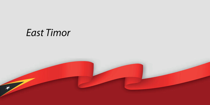 3d ribbon with national flag East Timor isolated on white background