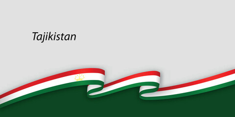 3d ribbon with national flag Tajikistan isolated on white background