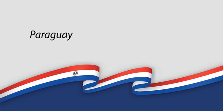 3d ribbon with national flag Paraguay isolated on white background