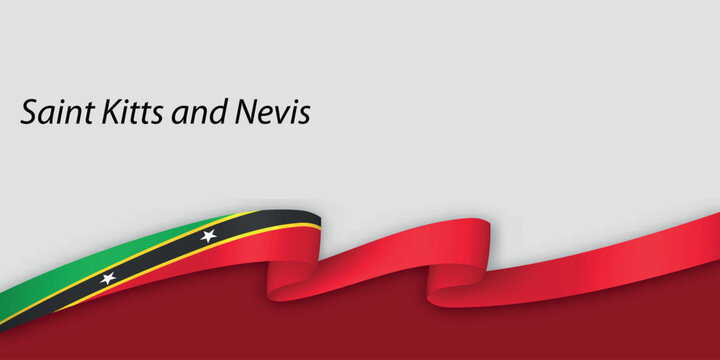 3d ribbon with national flag Saint Kitts and Nevis isolated on white background