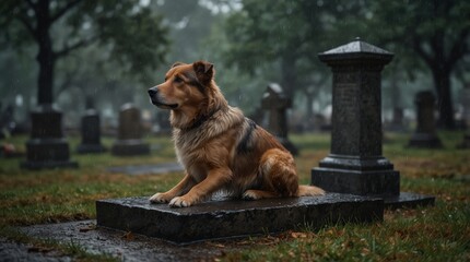 ultimate loyalty of dog, not going away from the grave of his owner, unconditional love and patriotism, true love