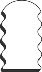 Wavy rectangle frame. Scallop edge box. Squiggle wavy border. Groovy zigzag abstract shape. Cute rectangle aesthetic banner.