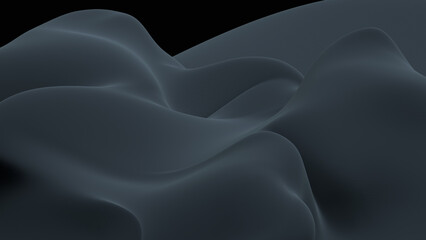 3d black background monocrome banner abstract fluid silk fabric