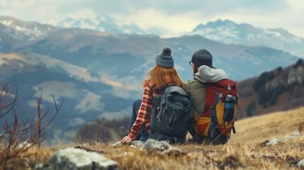 Fototapeta premium couple in the mountains