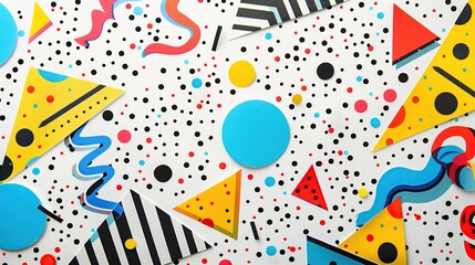 Obraz premium Bright background for a party or birthday banner with a white background, colorful balloons, confetti and ribbons. Ideal for a greeting card or event invitation.